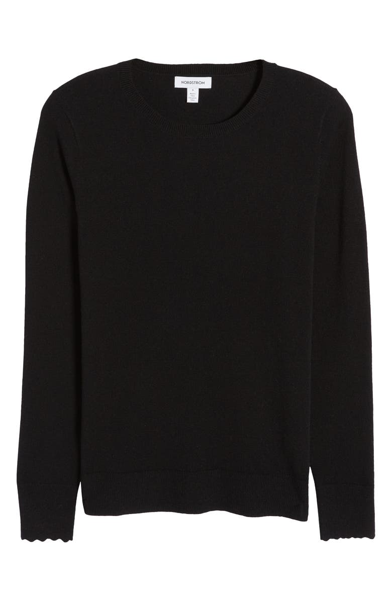 Nordstrom Scallop Cuff Crewneck Sweater, Alternate, color, 
