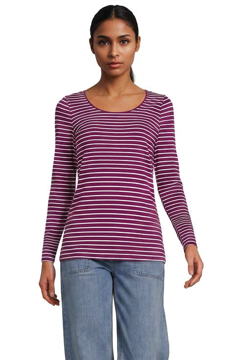 Long Sleeve Lightweight Jersey Scoop Neck T-Shirt