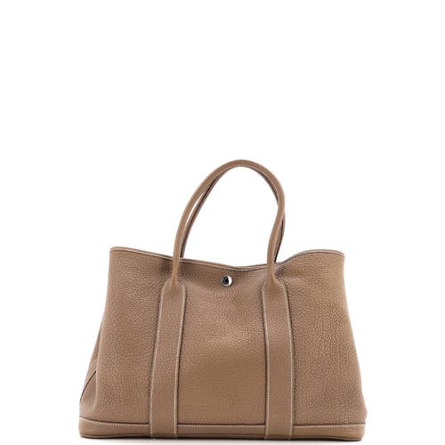 Pre-owned Hermes  Hermes Garden Party Tote Leather 36 In Gray
