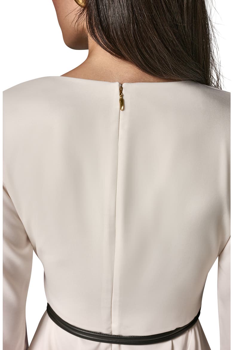 Bell Sleeve Satin Midi Dress, Alternate, color, IVORY