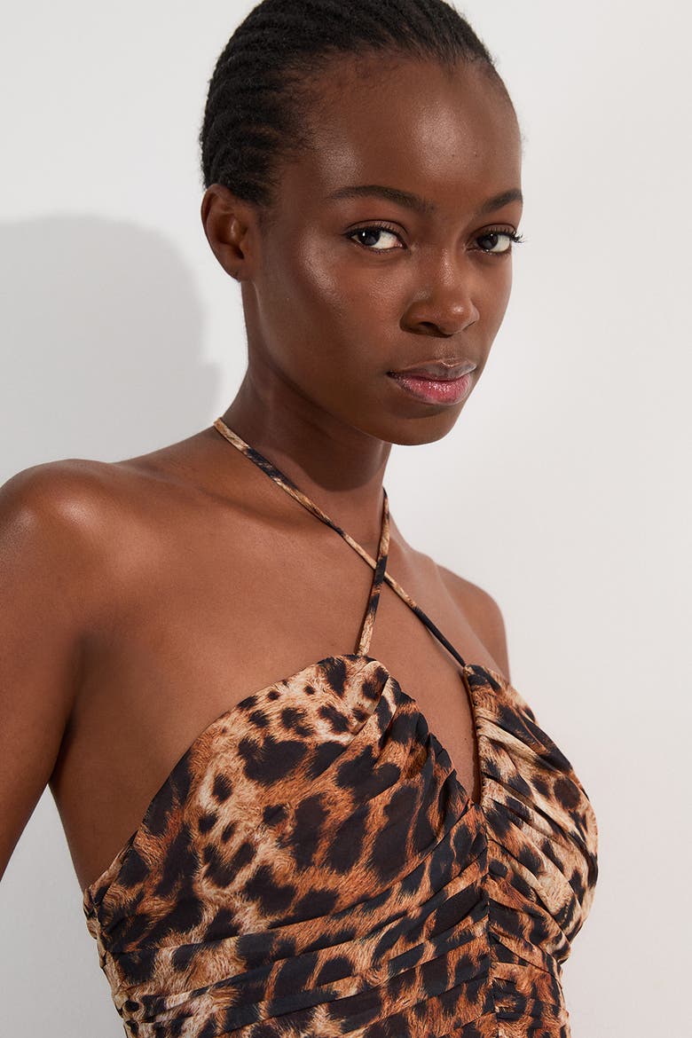 Tiered Halterneck Top, Alternate, color, Animal