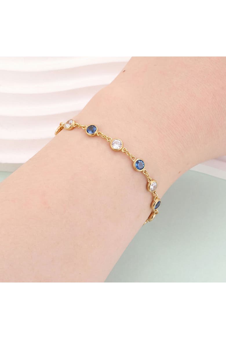 Blue CZ Alternating Bezel Station Bracelet, Alternate, color, Blue Cubic Zirconia