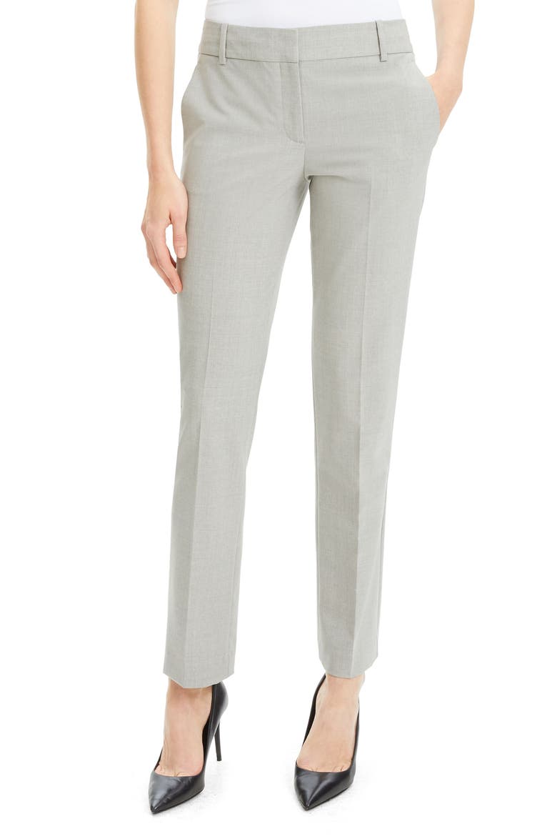 Straight Leg Stretch Wool Trousers, Main, color, LIGHT GREY MELANGE