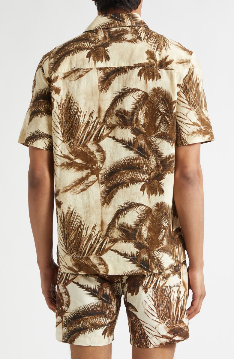 Moncler Cotton & Flax Camp Shirt, Alternate, color, Beige