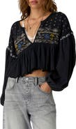 Free People Bryn Embroidered Thermal Tee