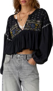 Free People Bryn Embroidered Thermal Tee