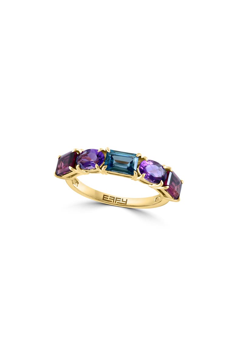 14K Rose Gold Amethyst, London Blue Topaz & Rhodolite Ring, Main, color, GOLD MULTI