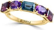 EFFY 14K Rose Gold Amethyst, London Blue Topaz & Rhodolite Ring