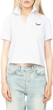 Zadig & Voltaire Mirta Wings Crop Cotton Polo Shirt