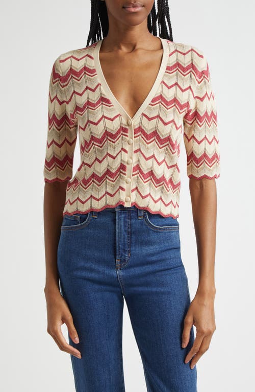 RAMY BROOK RAMY BROOK ALEC CHEVRON METALLIC STRIPE COTTON BLEND CARDIGAN