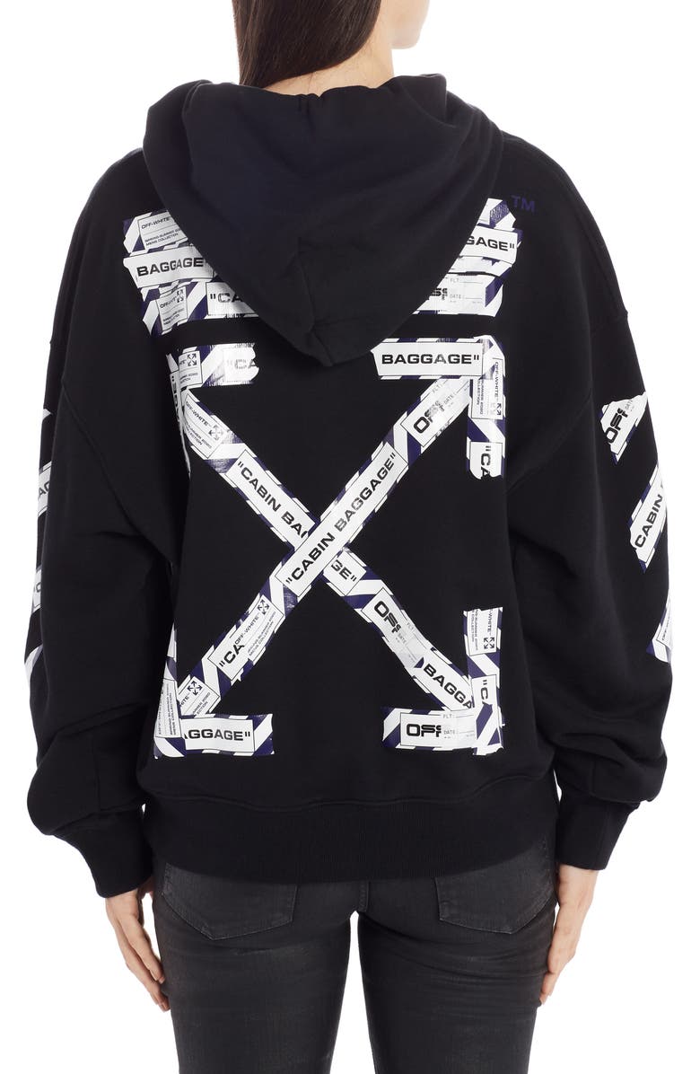 Off-White Airport Tape Logo Hoodie, Alternate, color, 