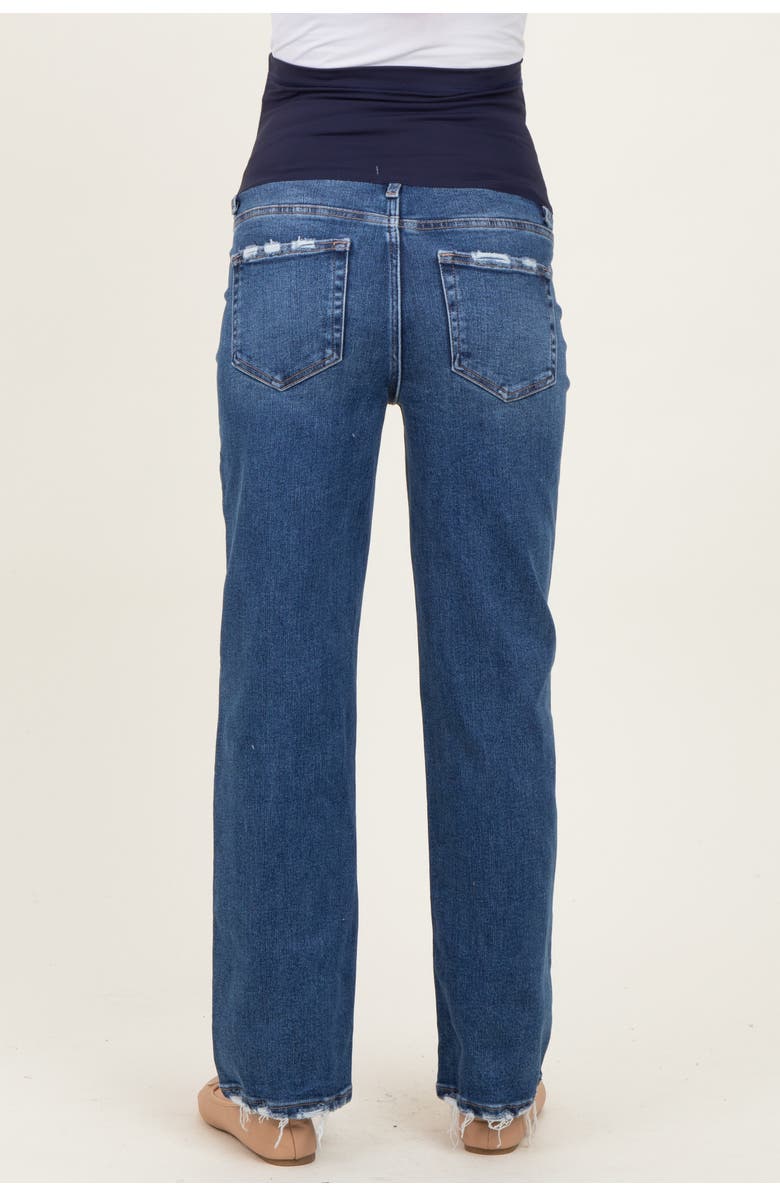 PinkBlush Lightly Distressed Straight Leg Maternity Jeans, Alternate, color, Blue
