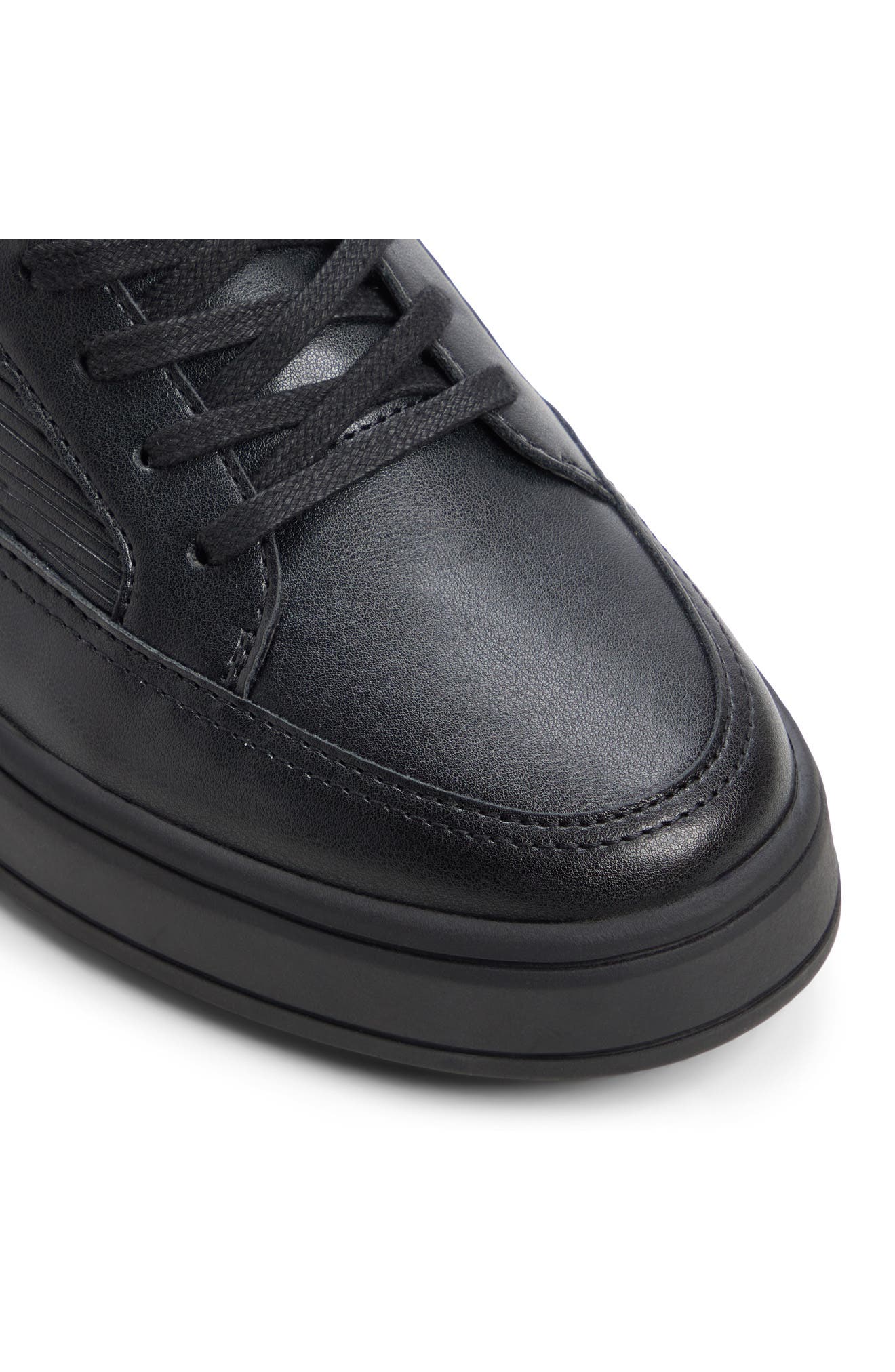 Miko Faux Leather Sneaker, Alternate, color, BLACK/BLACK