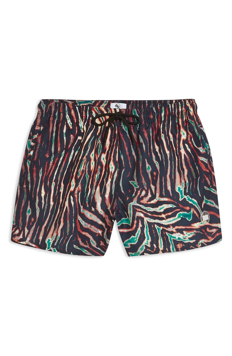 Topman Tiger Print Swim Shorts, Alternate, color, 