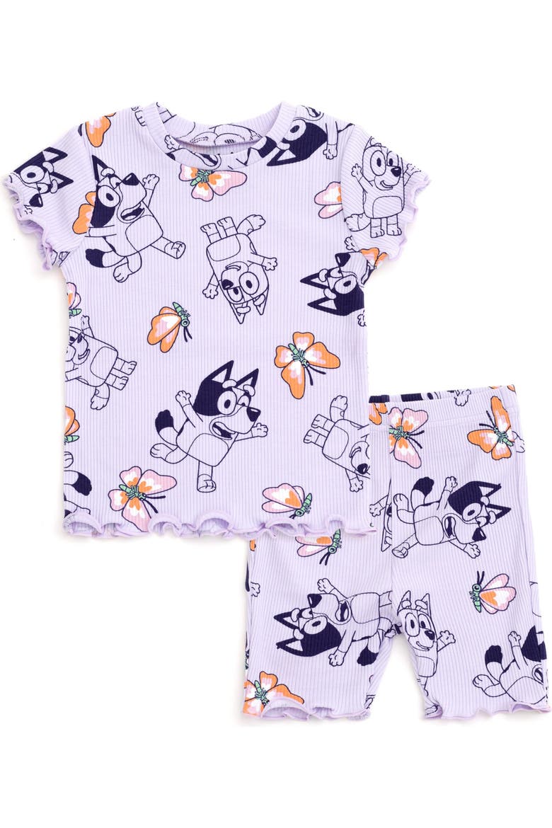 2-Piece T-Shirt and Bike Shorts Set, Main, color, Bluey Bingo Purple