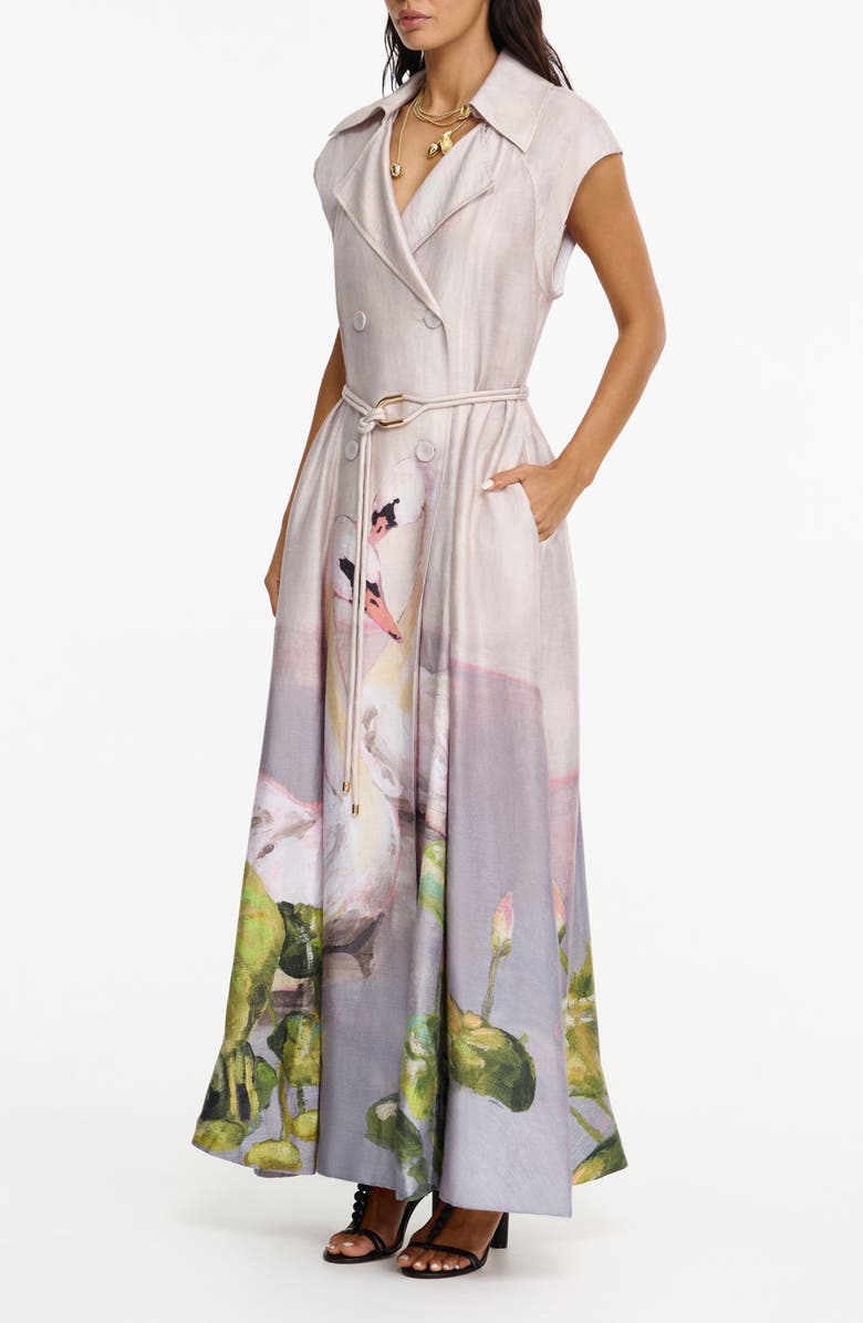 Acler Evandale Swan Maxi Coatdress, Alternate, color, Swan Song