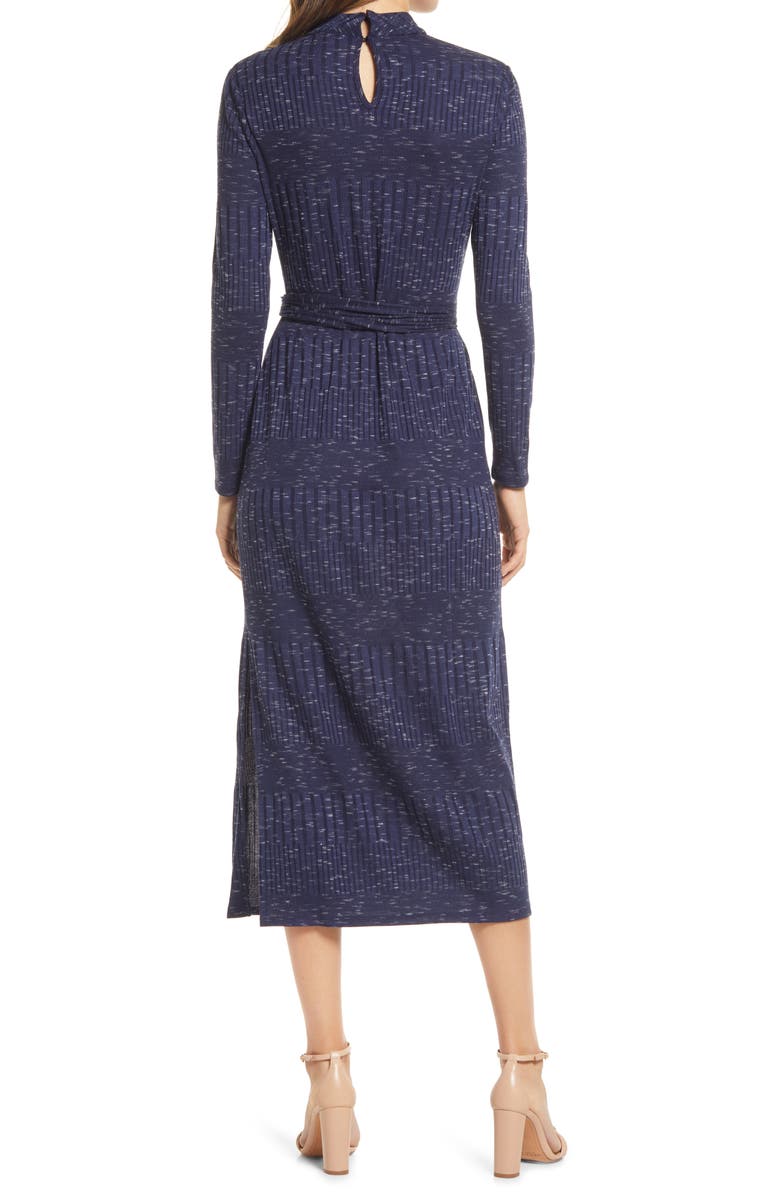 Maggy London Ribbed Mock Neck Waist Tie Long Sleeve Sweater Dress, Alternate, color, 