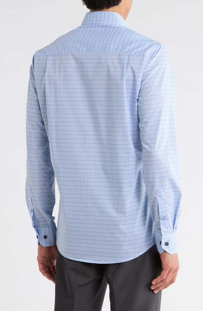 Duchamp Plaid Print Slim Fit Dress Shirt, Alternate, color, Blue