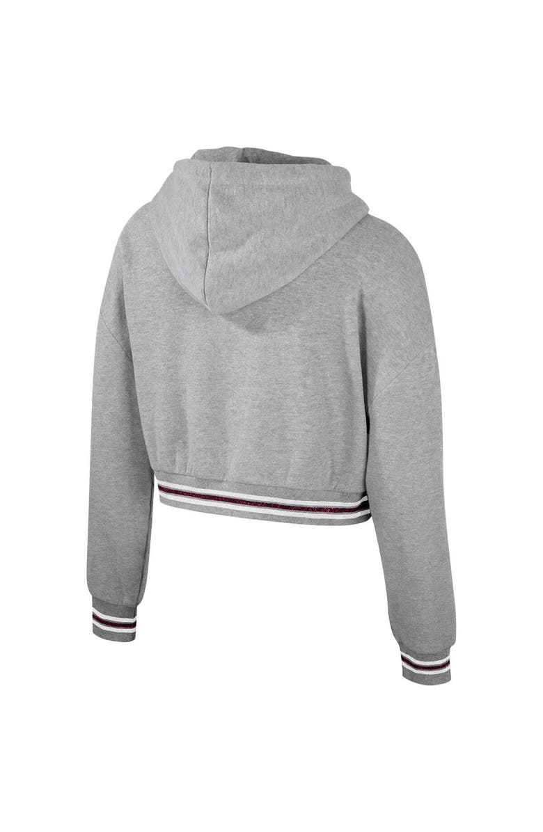 THE WILD COLLECTIVE Women's The Wild Collective Heather Gray Texas A&M Aggies Cropped Shimmer Pullover Hoodie, Alternate, color, Heather Gray