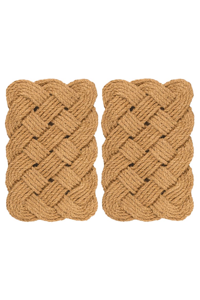 Maeve Classic Coastal Scalloped Basketweave Coir Indoor/Outdoor DoorMat, Main, color, Natural (Set of 2)