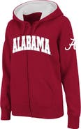 COLOSSEUM Women's Stadium Athletic Crimson Alabama Crimson Tide Arched Name Full-Zip Hoodie