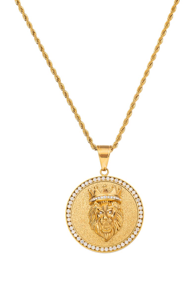 Men's Premium Collection Rowan Lion Head Pendant Necklace, Main, color, GOLD