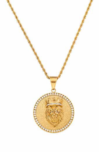 Men's Premium Collection Rowan Lion Head Pendant Necklace