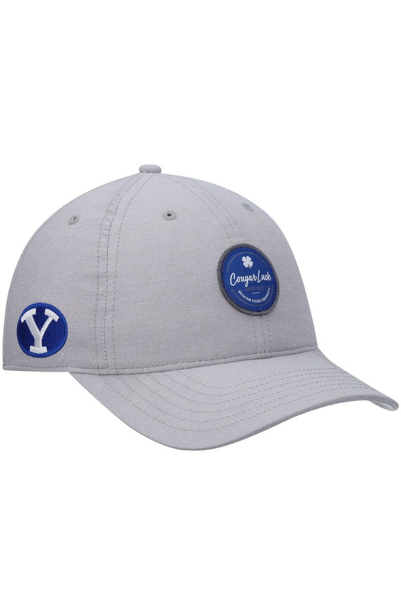 Black Clover Men's Gray BYU Cougars Oxford Circle Adjustable Hat, Main, color, 