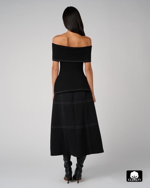 Weworewhat A-line Contrast Stitch Skirt In Black