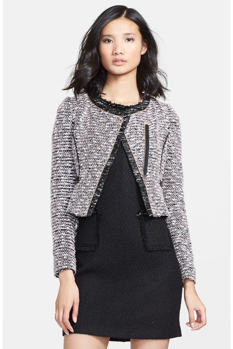 'Lisette' Cropped Tweed Jacket, Alternate, color, PINK