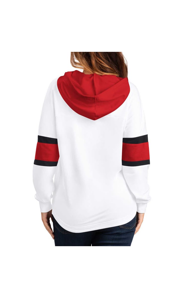 G-III 4HER BY CARL BANKS Women's G-III 4Her by Carl Banks White/Red New Jersey Devils Goal Zone Long Sleeve Lace-Up Hoodie T-Shirt, Alternate, color,