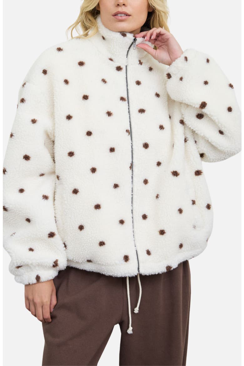 Polka Dot Fleece Jacket, Main, color, IVORY