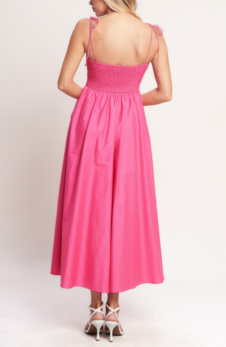 FLYING TOMATO Fit & Flare Cotton Midi Sundress, Alternate, color, Fuchsia