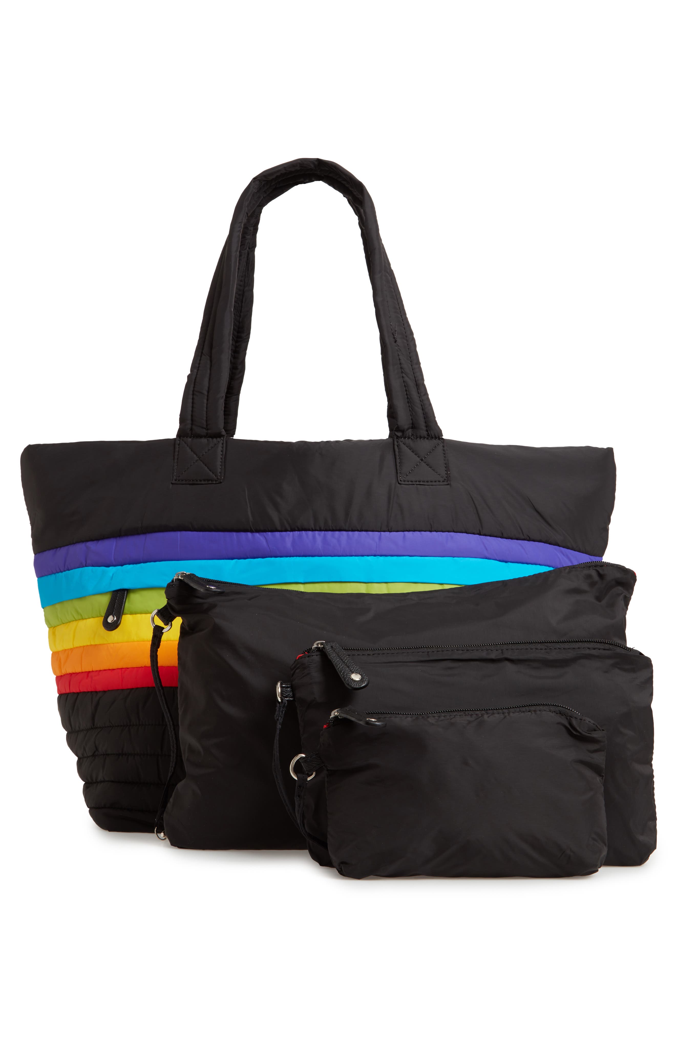 Sondra Roberts Large Puffer Rainbow Tote, Alternate, color, 