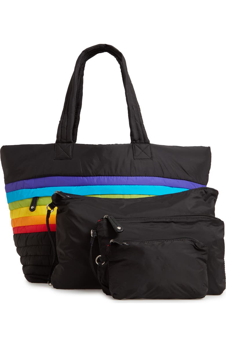 Sondra Roberts Large Puffer Rainbow Tote, Alternate, color,
