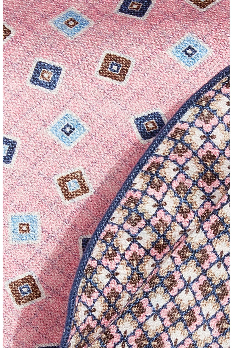 Neat & Floral Prints Reversible Silk Pocket Circle, Alternate, color, PINK
