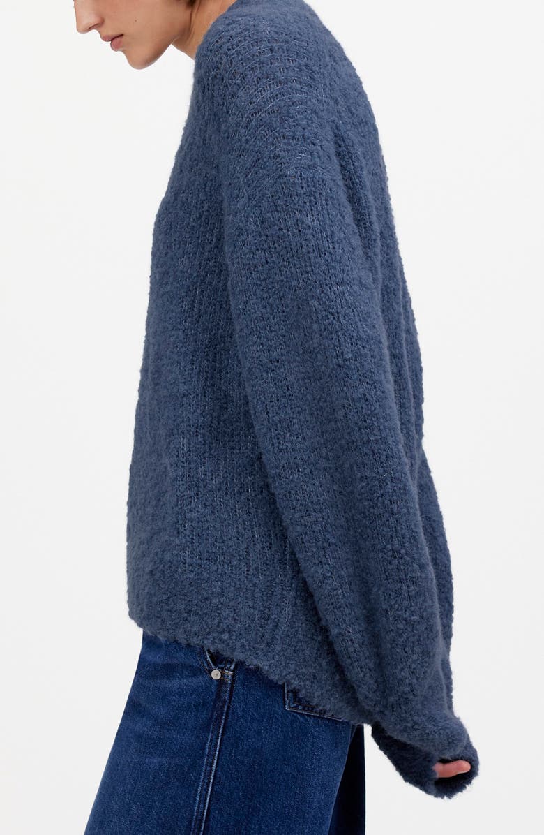 Madewell Wool & Alpaca Blend Bouclé Oversize Sweater, Alternate, color, Heather Denim Blue