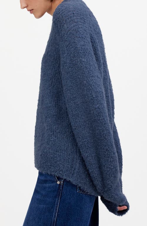Madewell Wool & Alpaca Blend Bouclé Oversize Sweater In Heather Denim Blue