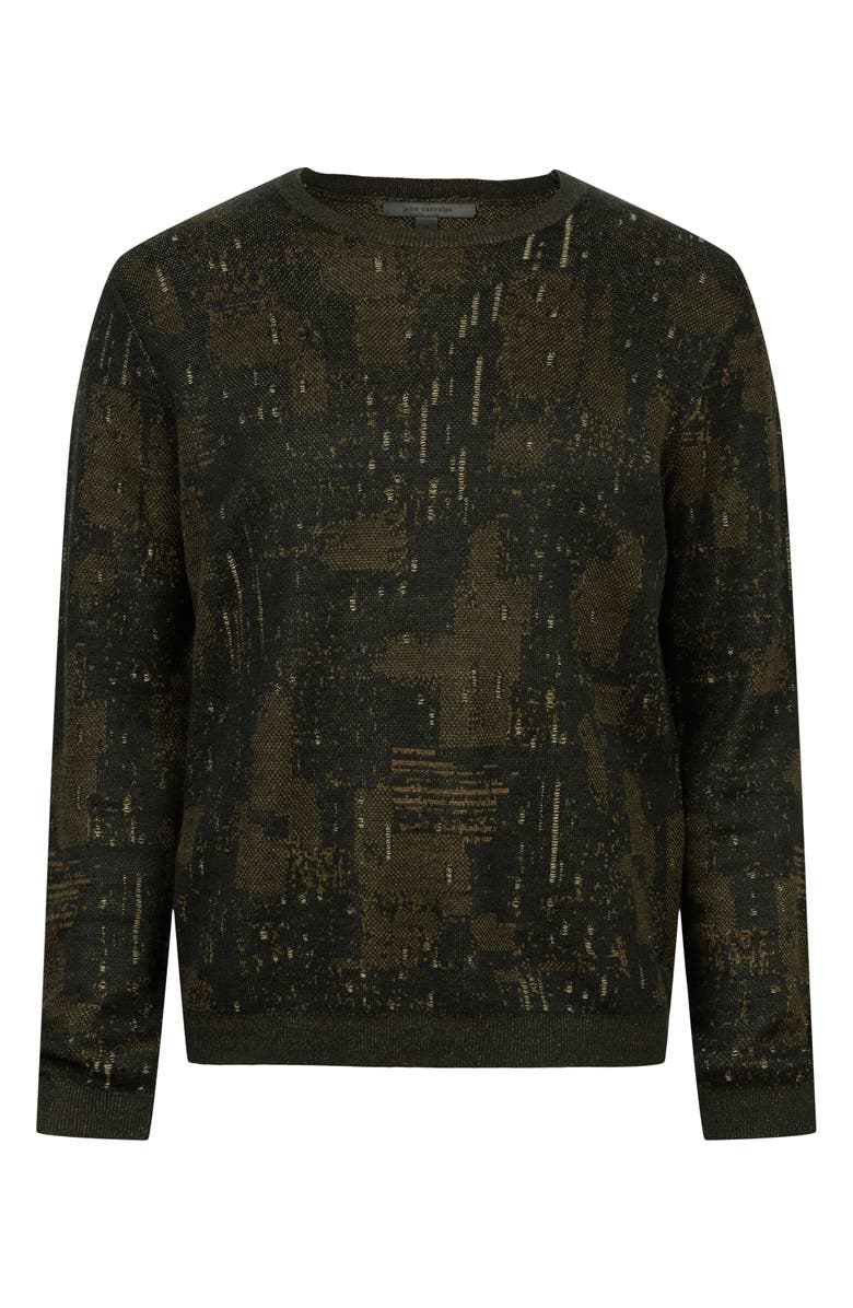 John Varvatos Patchin Regular Fit Jacquard Linen Blend Crewneck Sweater, Alternate, color,
