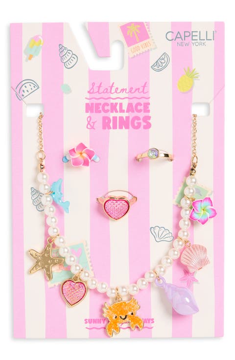 Kids' Sunny Statement Necklace & Rings Set
