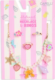 Capelli New York Kids' Sunny Statement Necklace & Rings Set