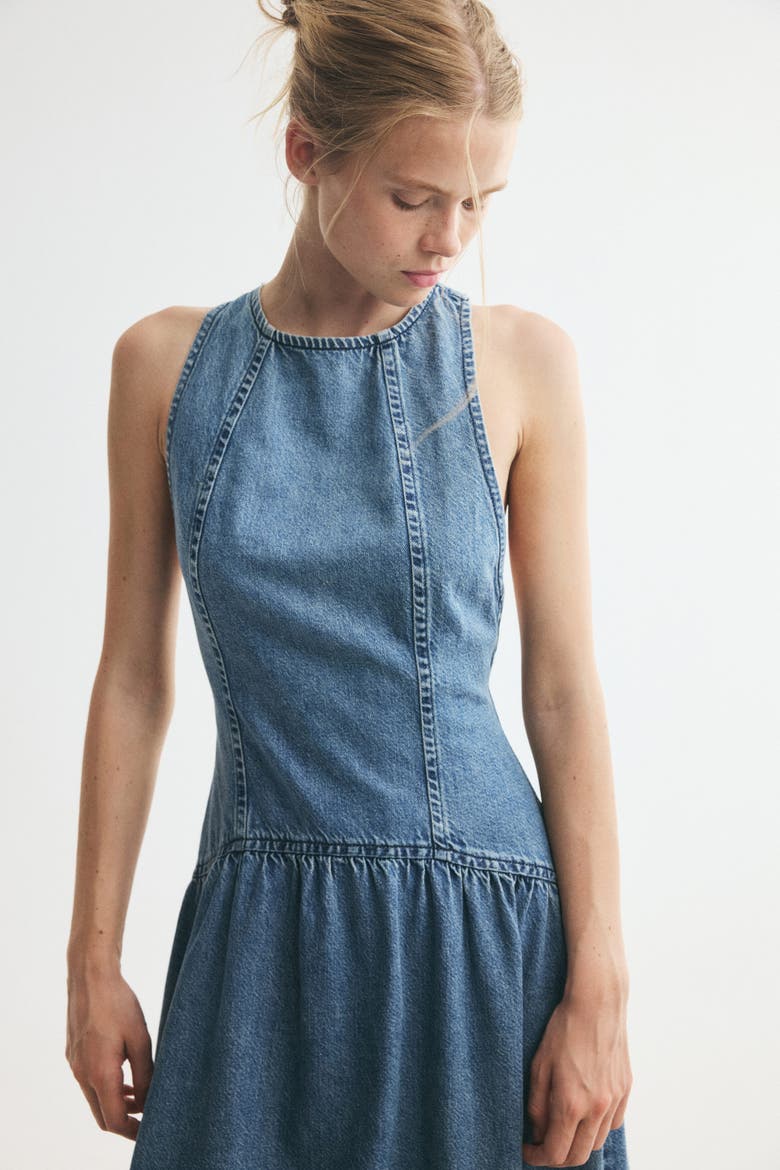 Denim Dress With Flared Skirt, Alternate, color, Denim blue
