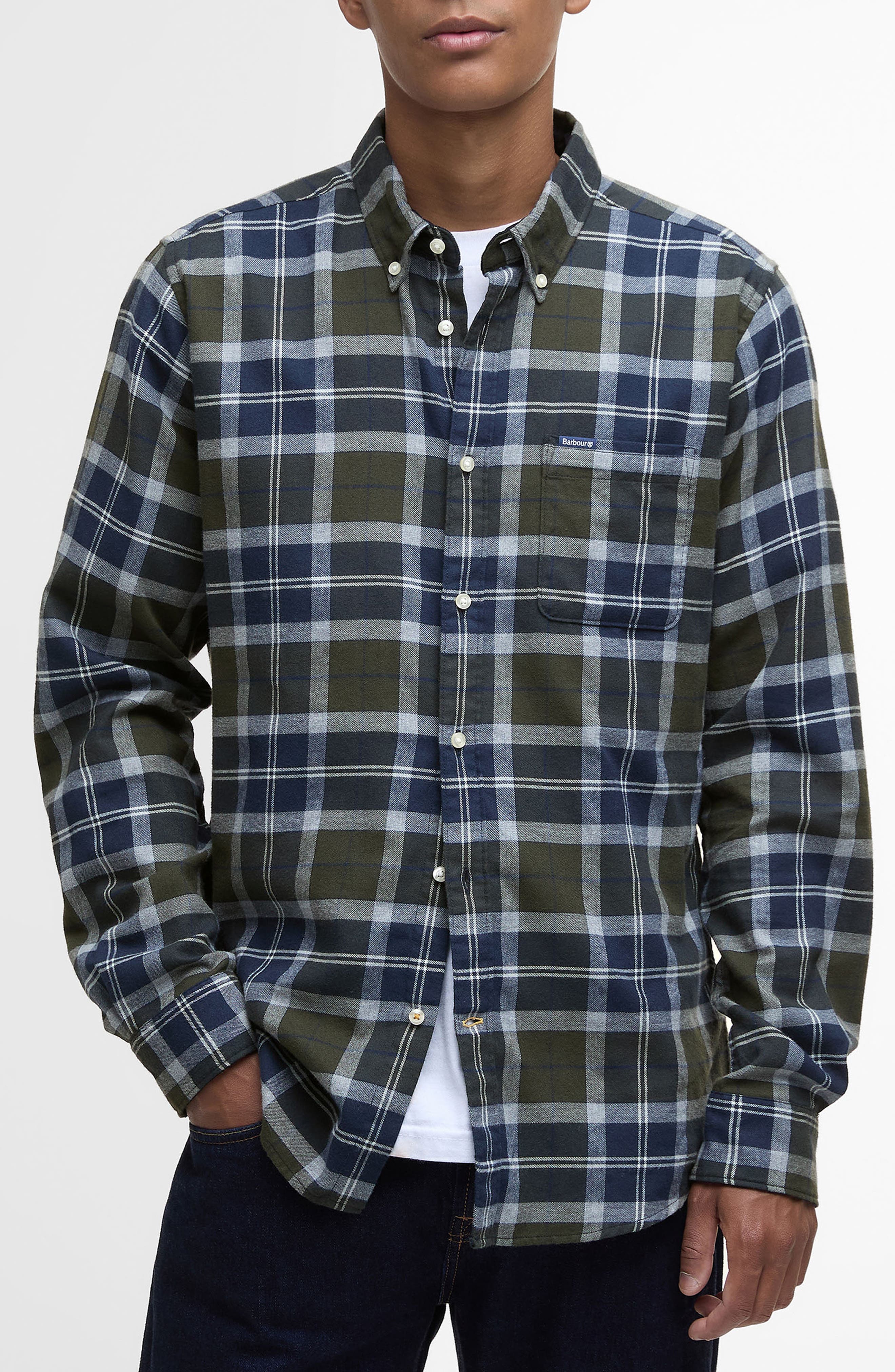 Rasay Plaid Brushed Cotton Button-Down Shirt