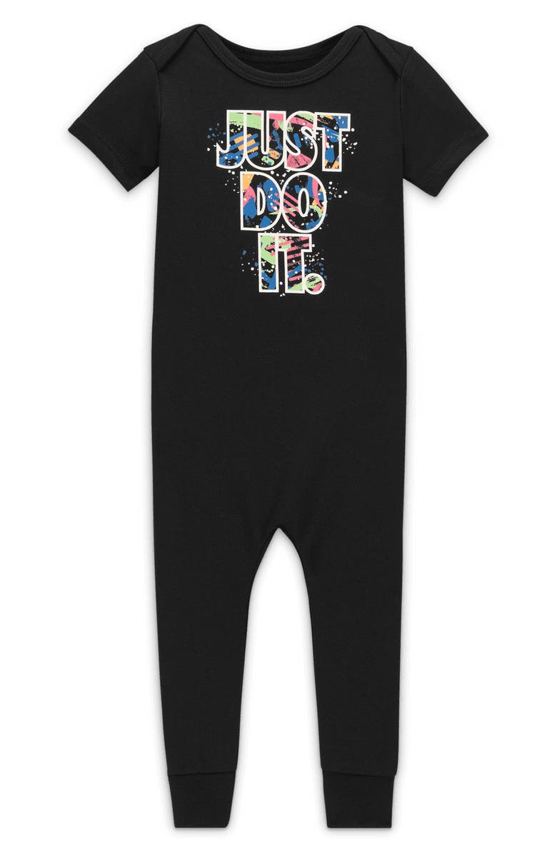 Nike Just Do It Cotton Romper, Main, color, Black