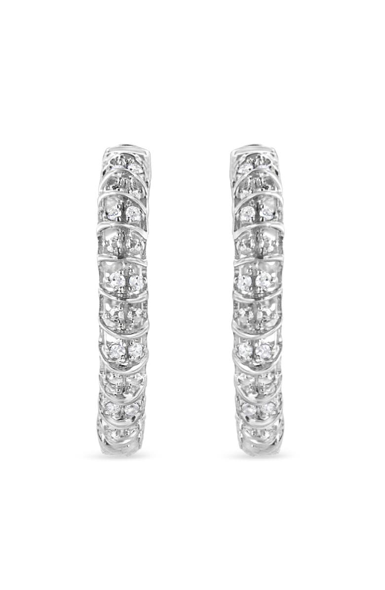 Haus of Brilliance Silver 1/2 Ct Diamond Wire Cage Style Hoop Earring, Alternate, color, White