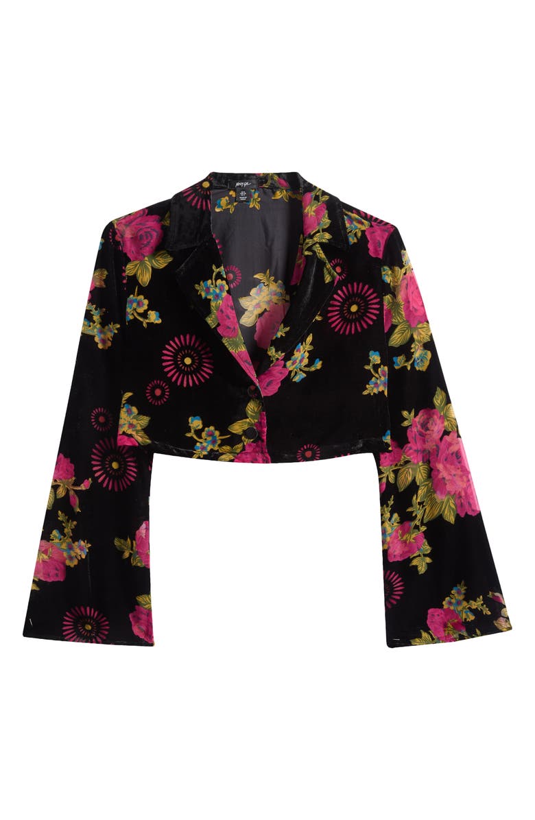 NASTY GAL Floral Devore Velvet Crop Jacket, Alternate, color,