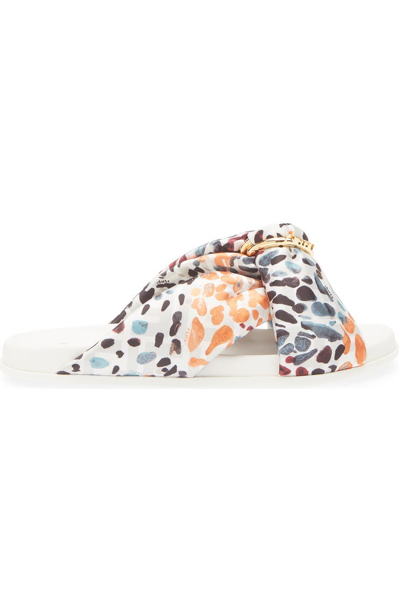 Fendi Feel Knotted Slide Sandal, Alternate, color, White