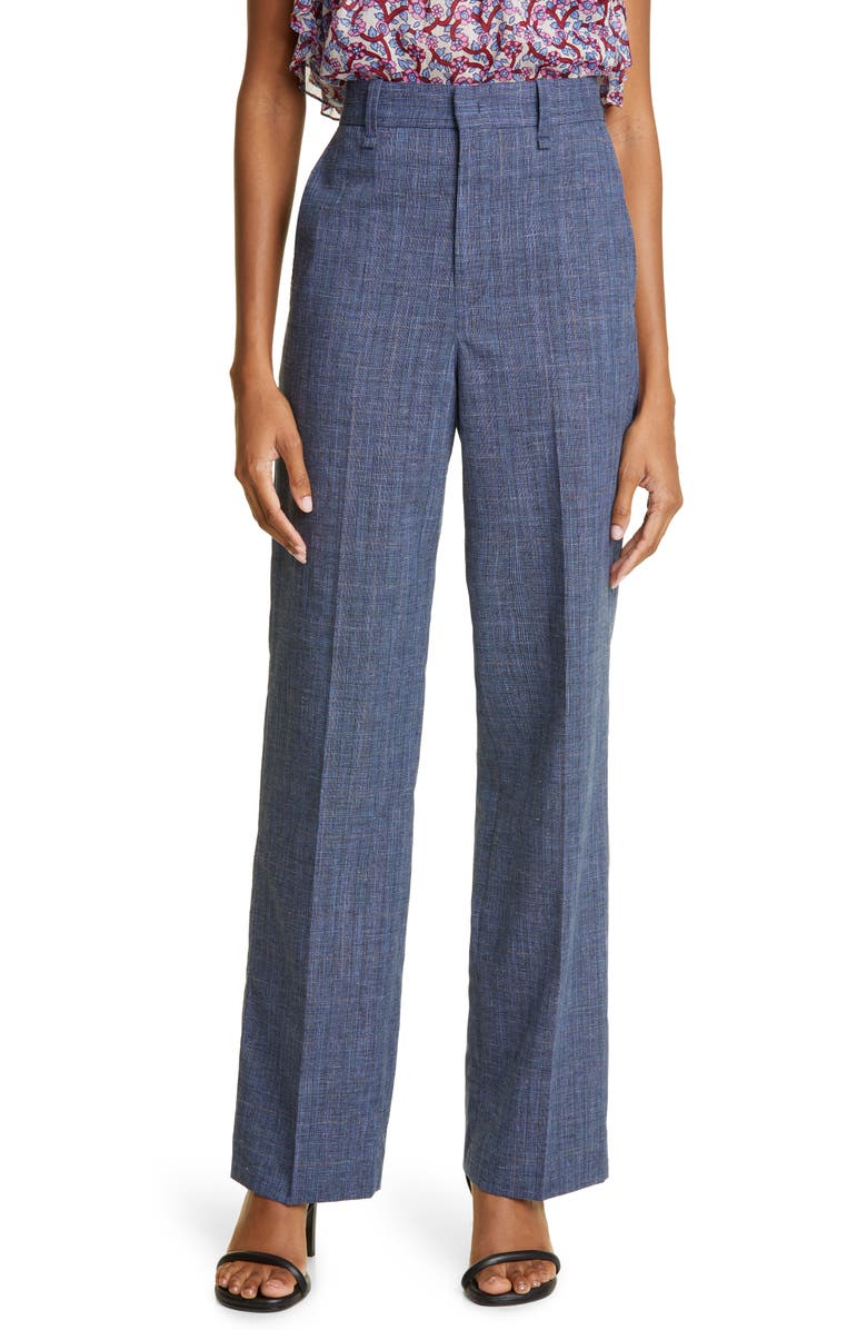 Isabel Marant Étoile Olympe Plaid High Waist Straight Leg Trousers, Main, color, 