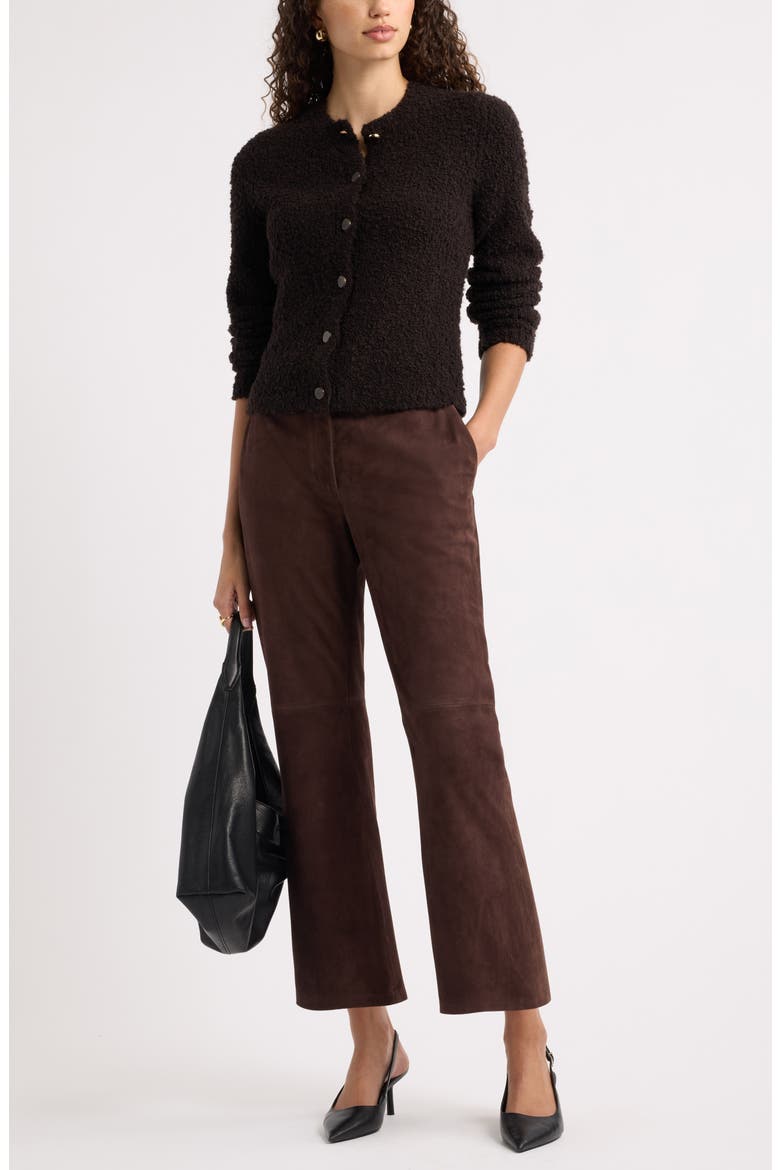 Textured Crewneck Cardigan, Alternate, color, BROWN MOLE
