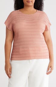 T Tahari Boat Neck Cap Sleeve Top